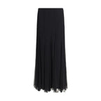 Chloé Black Silk Long Skirt