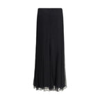 Chloé Black Silk Long Skirt