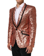 Dolce & Gabbana Pink Sequin SICILIA 1 Button Men Suit Blazer