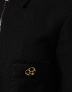 Dolce & Gabbana Black Cotton Full Zip Cropped Coat Jacket