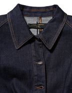Dolce & Gabbana Dark Blue Cotton Collared Denim Coat Jacket