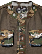 Dolce & Gabbana Brown Camouflage Linen Button Down Jacket
