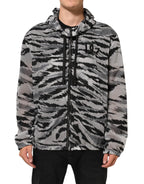 Dolce & Gabbana Gray Camouflage Hooded Sweatshirt Jacket