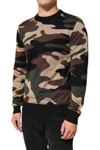 Dolce & Gabbana Multicolor Camouflage Crew Neck Men Pullover Sweater