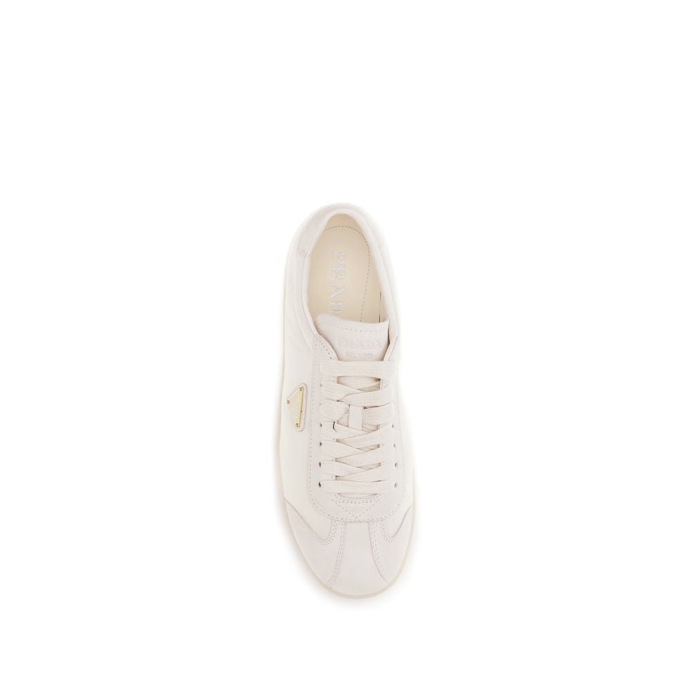 Prada Cream Leather Low Top Sneakers