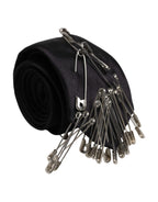 Authentic Designer Authentic Designer Dolce & Gabbana Black Safety Pins Silk Adjustable Necktie Accessory Tie - KRA3438