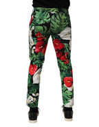 Dolce & Gabbana Multicolor Floral Print Cotton Tapered Pants