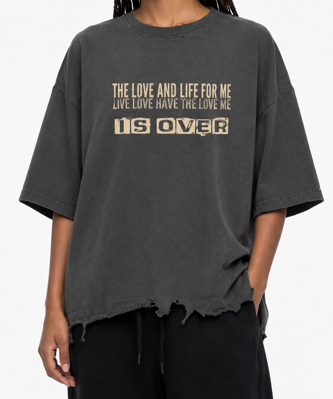 Vintage Wash Boxy Distressed Hem T-Shirt