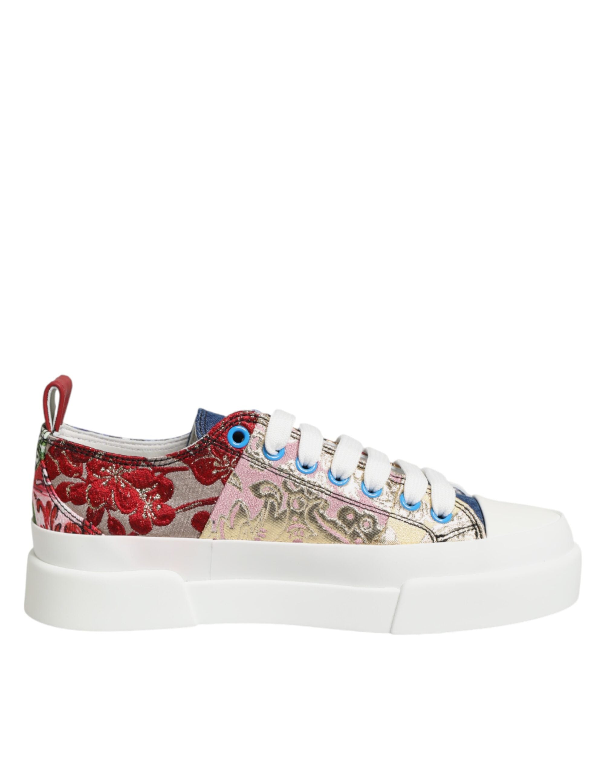 Authentic Designer Dolce & Gabbana Multicolor Patchwork Low Top Sneakers Shoes