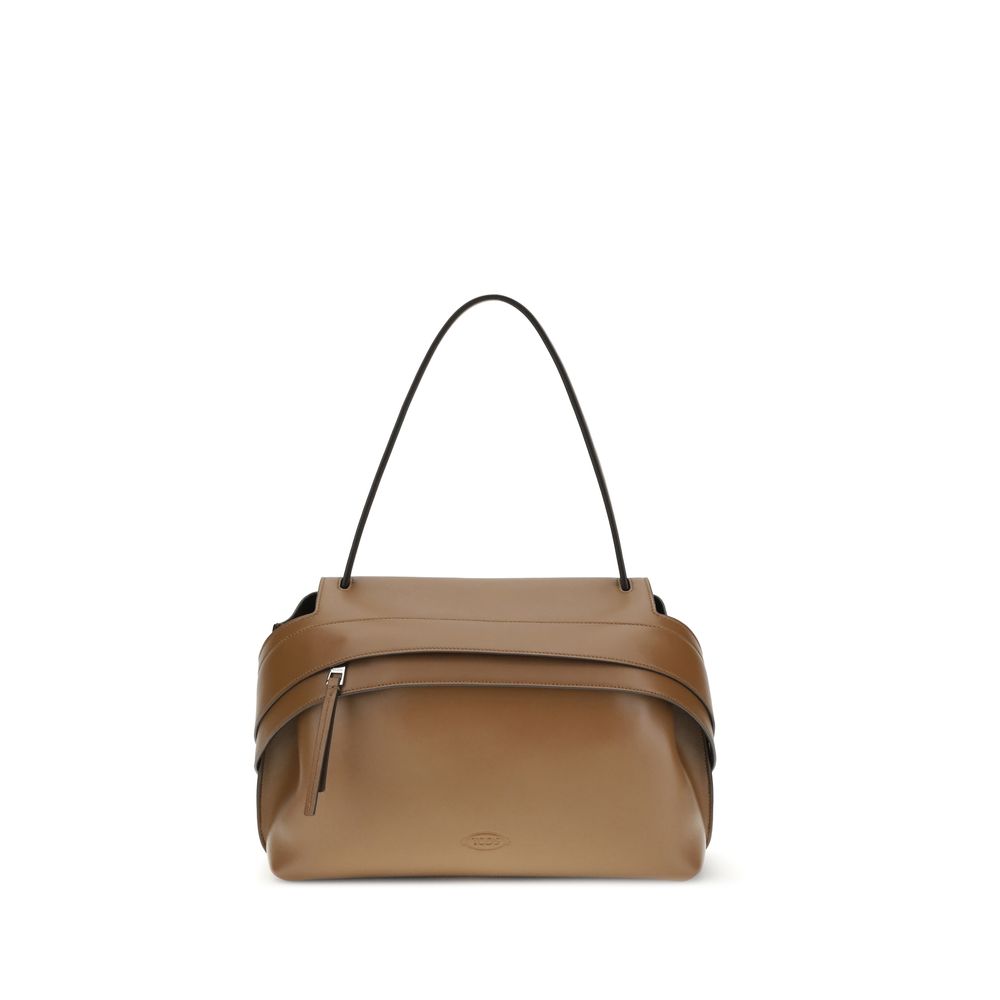 Tod's Brown Calf Leather Bos Taurus Shoulder Bag
