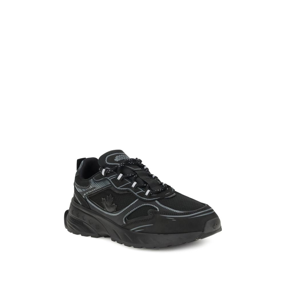 Dsquared² Black Calf Leather Bos Taurus Athletic Sneakers