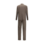 Tagliatore Gray Fleece Wool Suits And Blazer