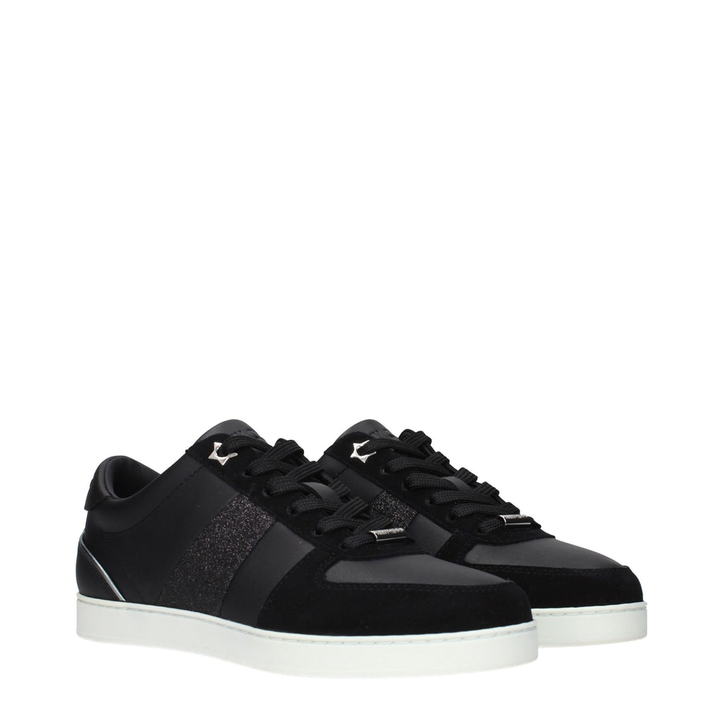 Jimmy Choo Black Leather Low Top Sneakers