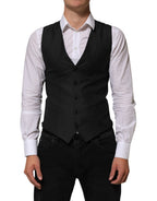 Authentic Designer Authentic Designer Dolce & Gabbana Black Wool Men Dress Formal Waistcoat Vest