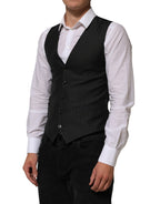 Authentic Designer Authentic Designer Dolce & Gabbana Black Wool Men Dress Formal Waistcoat Vest