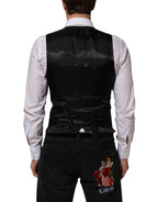 Authentic Designer Authentic Designer Dolce & Gabbana Black Wool Men Dress Formal Waistcoat Vest