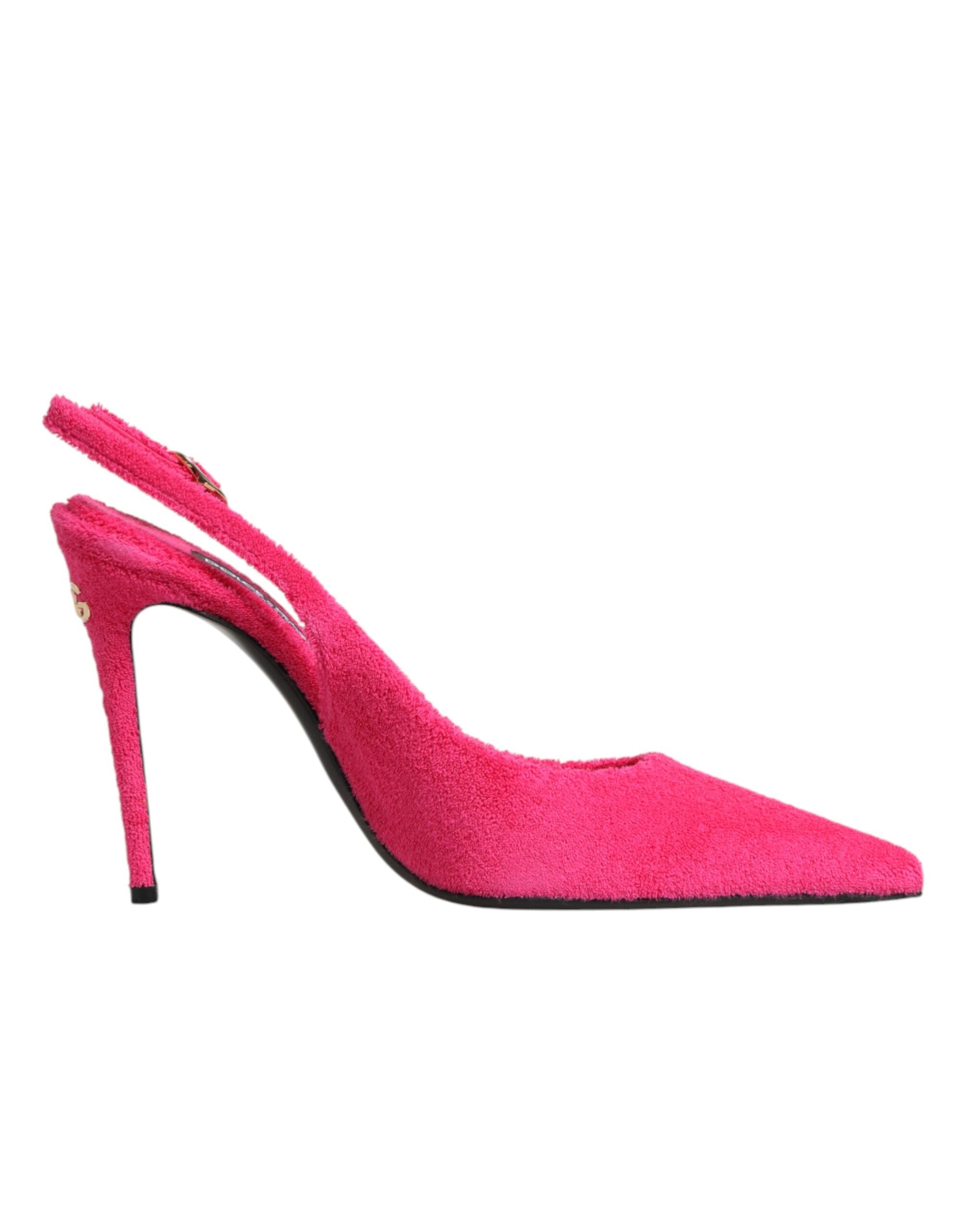 Dolce & Gabbana Pink Suede High Heels Slingback Shoes