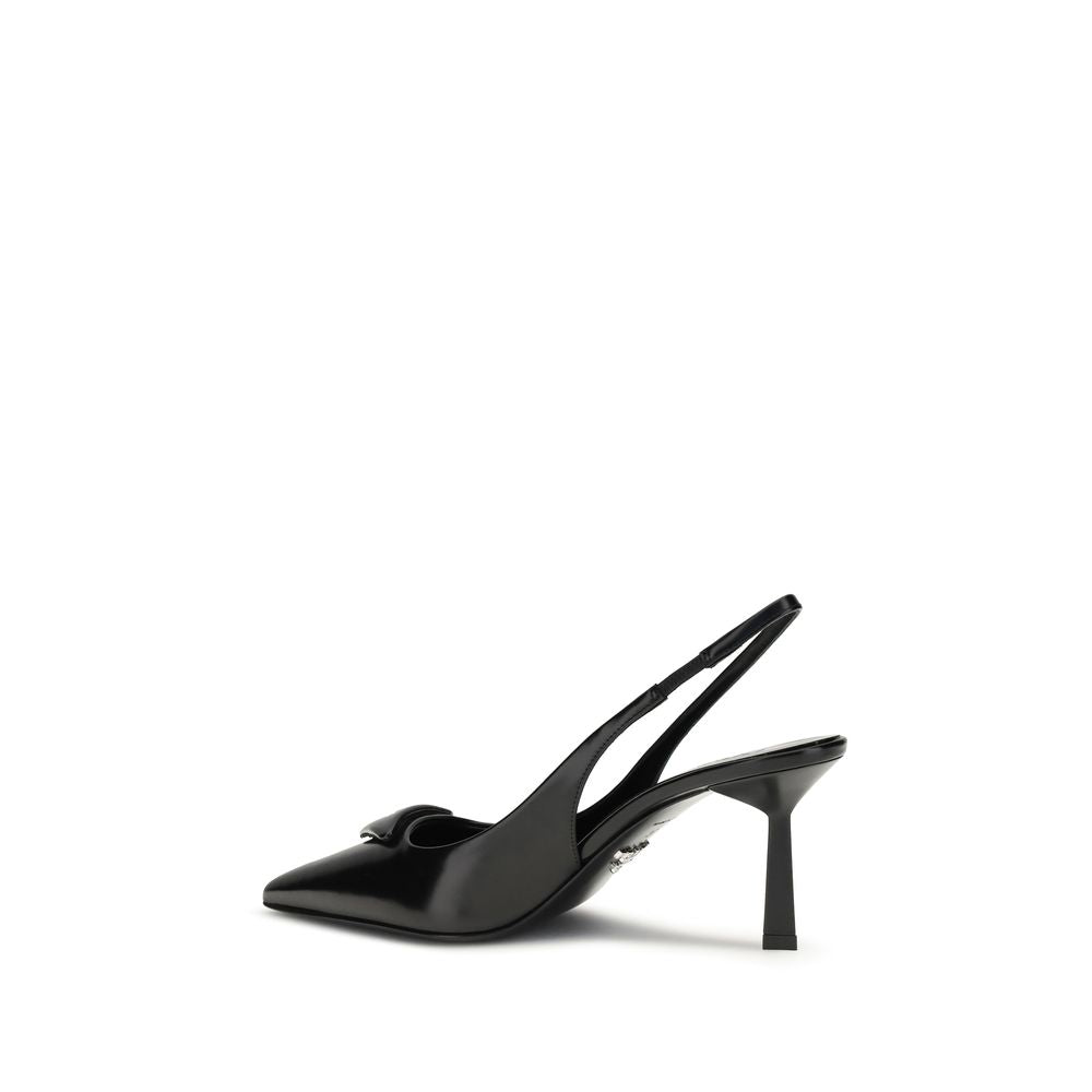 Prada Black Calf Leather Bos Taurus High Heel Pumps