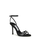 Jimmy Choo Black Calf Leather Bos Taurus Stiletto Heel Sandals