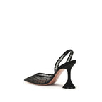 Amina Muaddi Black Polyester Platform Pumps