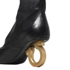 Salvatore Ferragamo Black Lamb Leather High Heel Boots