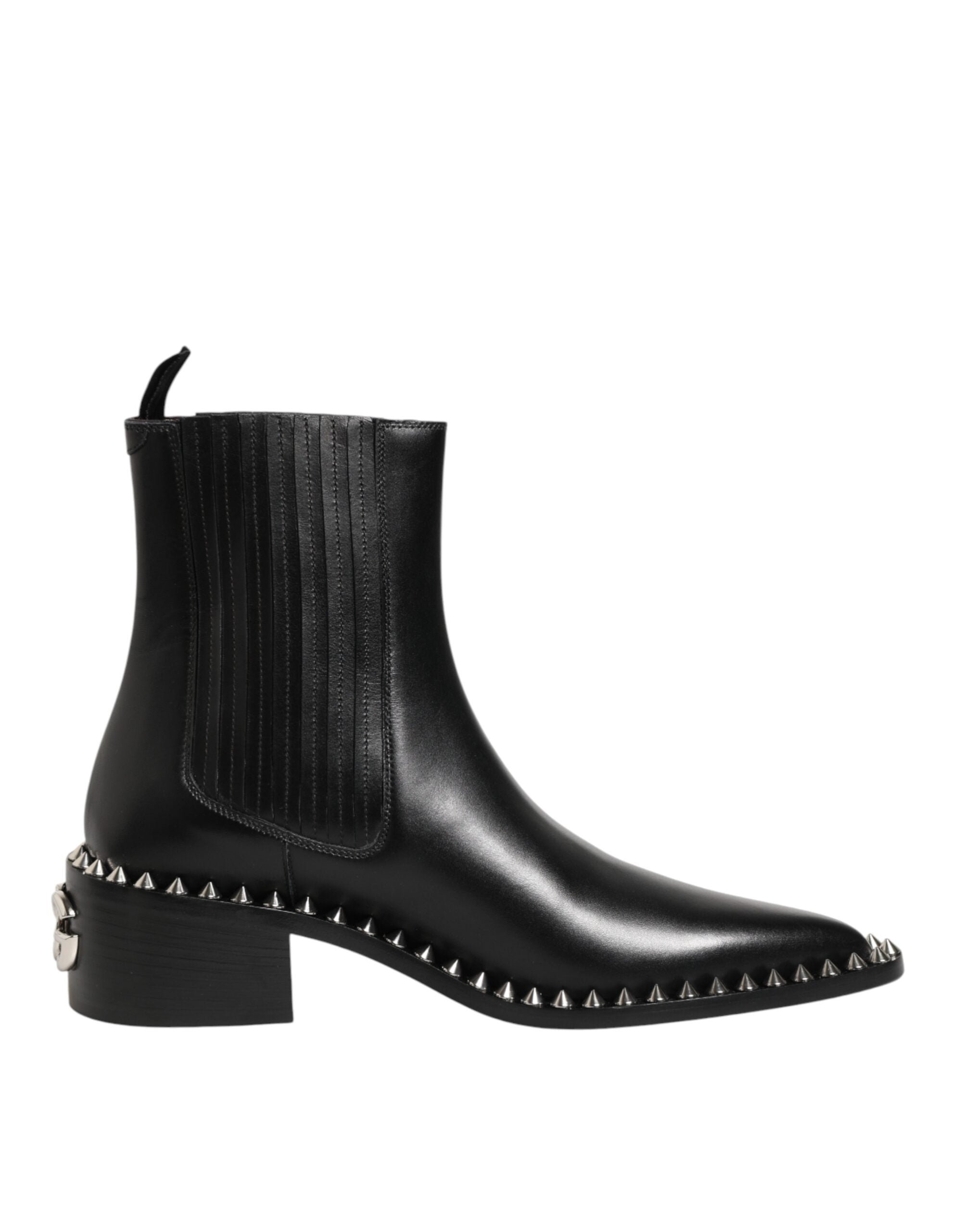 Dolce & Gabbana Black Studded Chelsea Short Ankle Boots Shoes