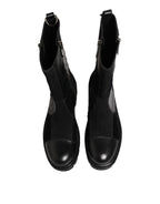 Authentic Designer Authentic Designer Dolce & Gabbana Black Patchwork Leather Mid Calf Boot  Shoes