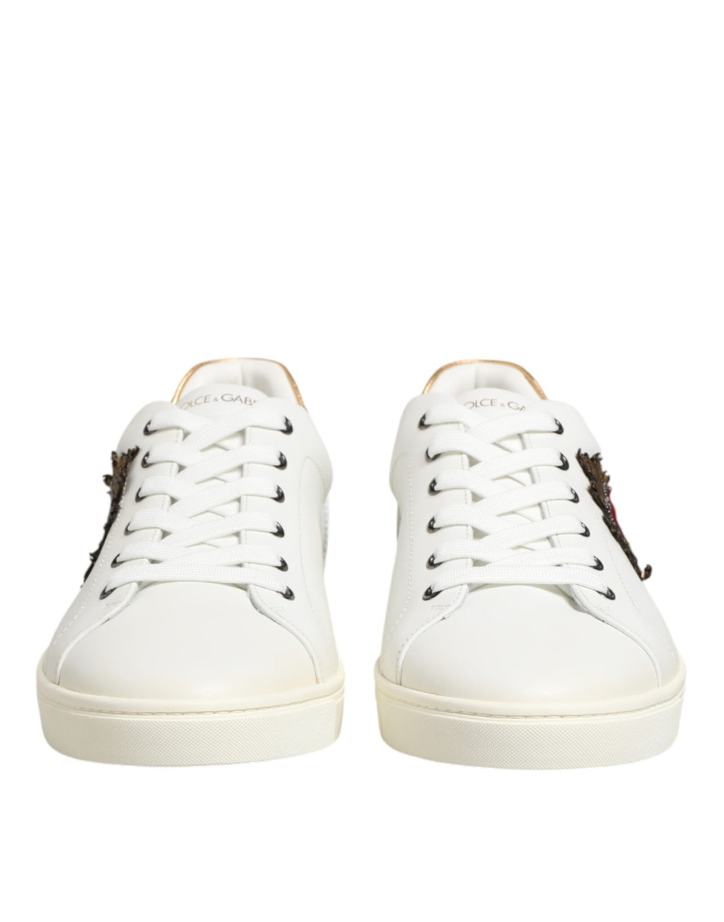Dolce & Gabbana White Heart Embellished Sneakers Shoes