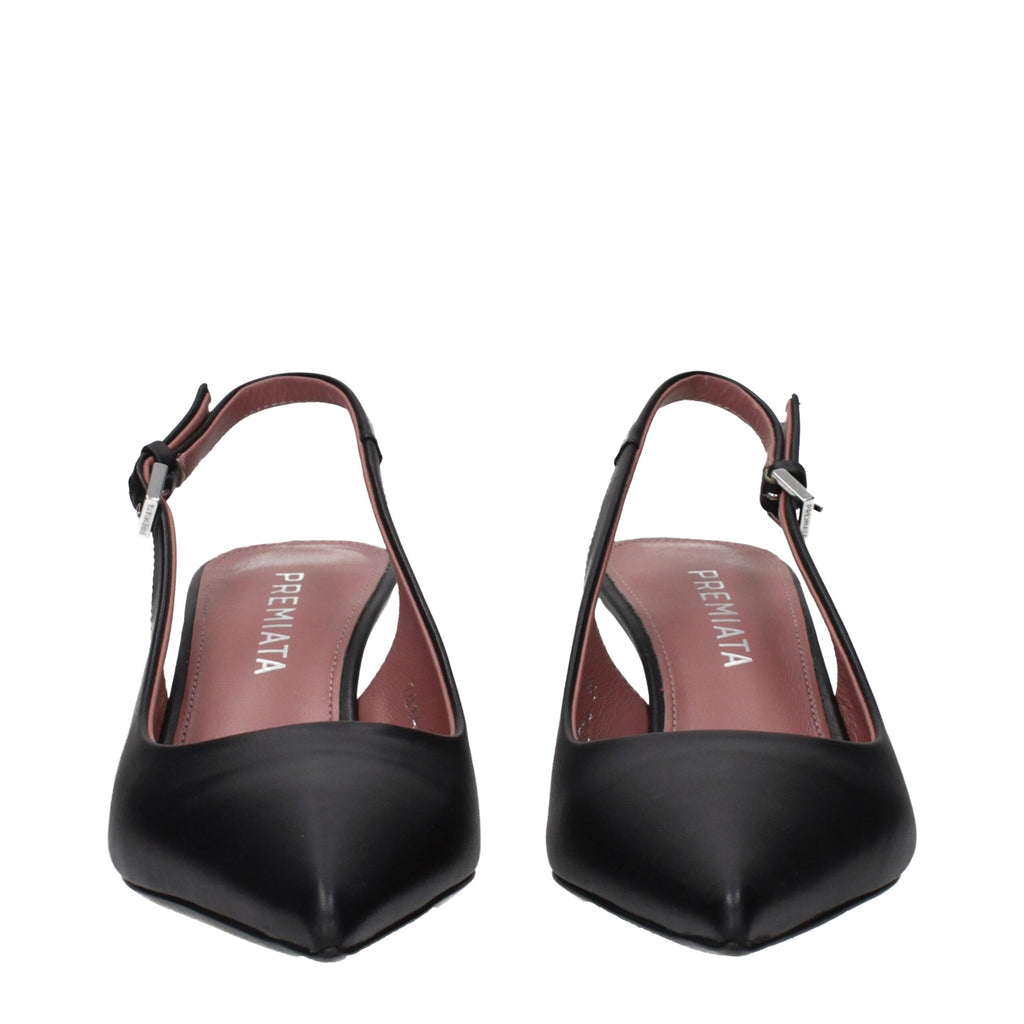 Premiata Black Leather Platform Pumps