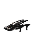 The Attico Black Leather Stiletto Heel Sandals