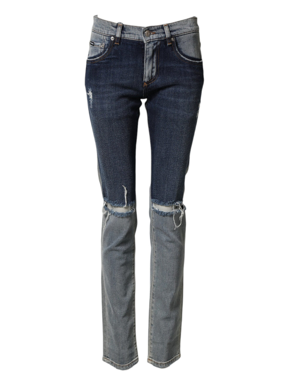 Authentic Designer Authentic Designer Dolce & Gabbana Blue Two Tone Cotton Men Skinny Denim Jeans