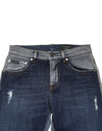 Authentic Designer Authentic Designer Dolce & Gabbana Blue Two Tone Cotton Men Skinny Denim Jeans