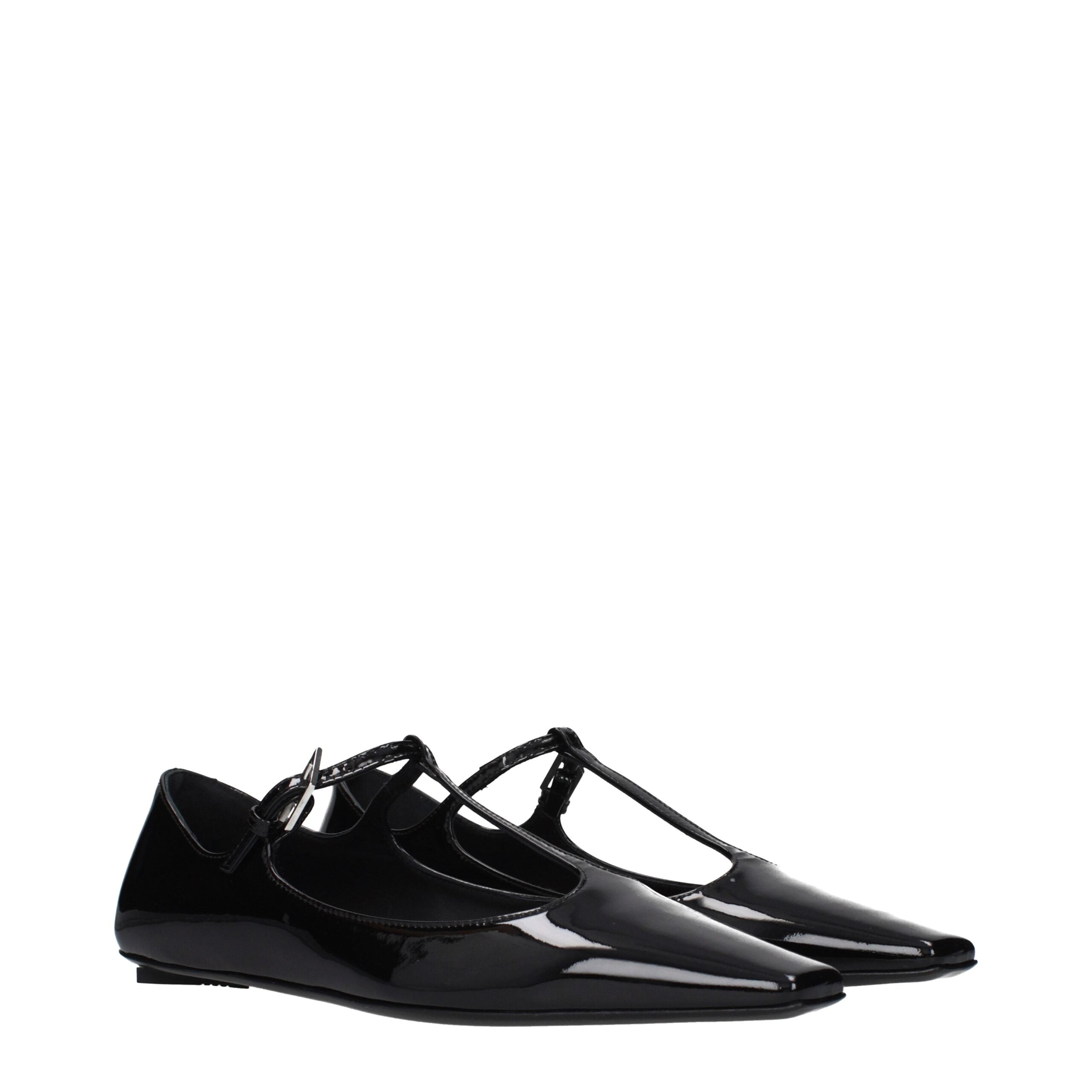 The Attico Black Leather Ballet Flats
