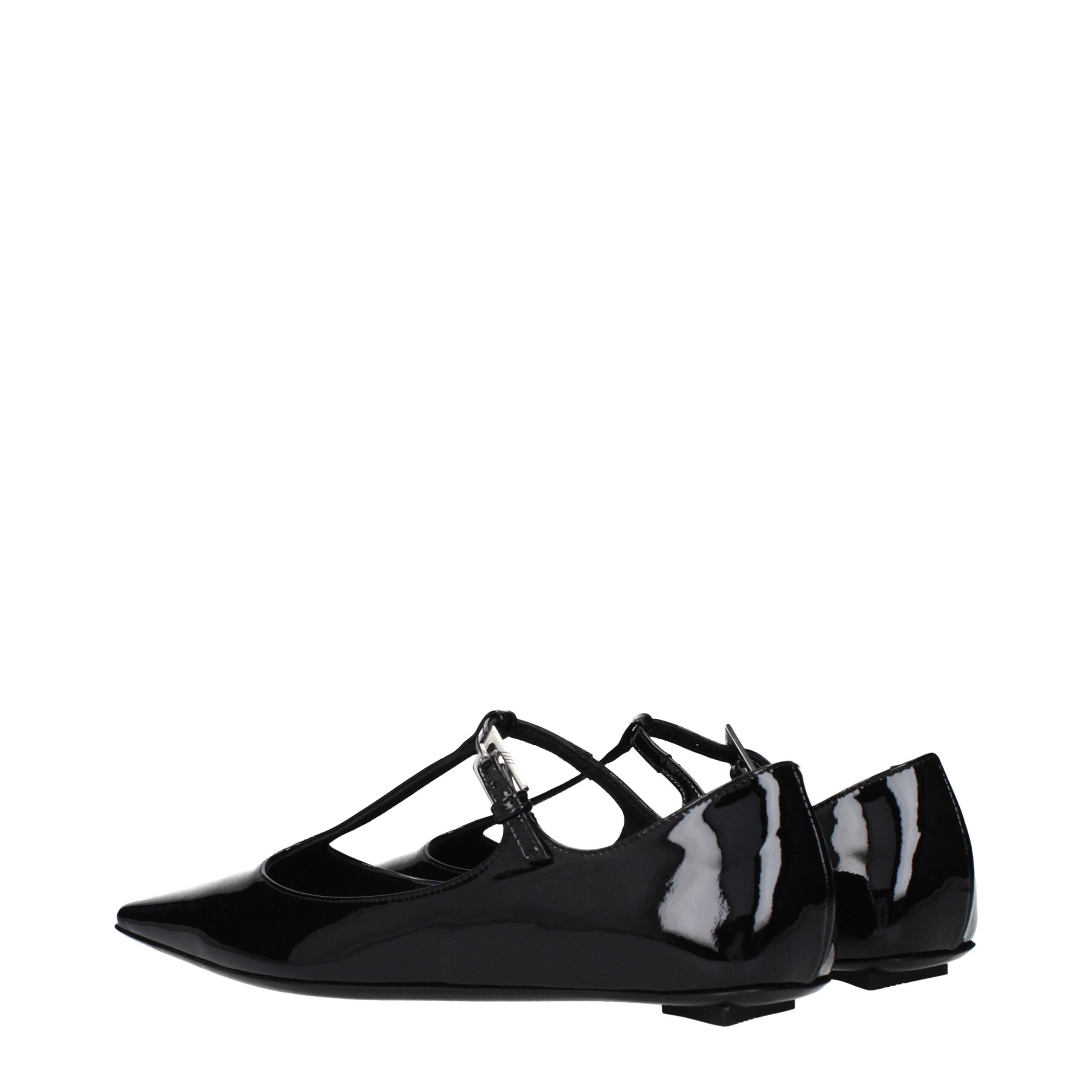 The Attico Black Leather Ballet Flats