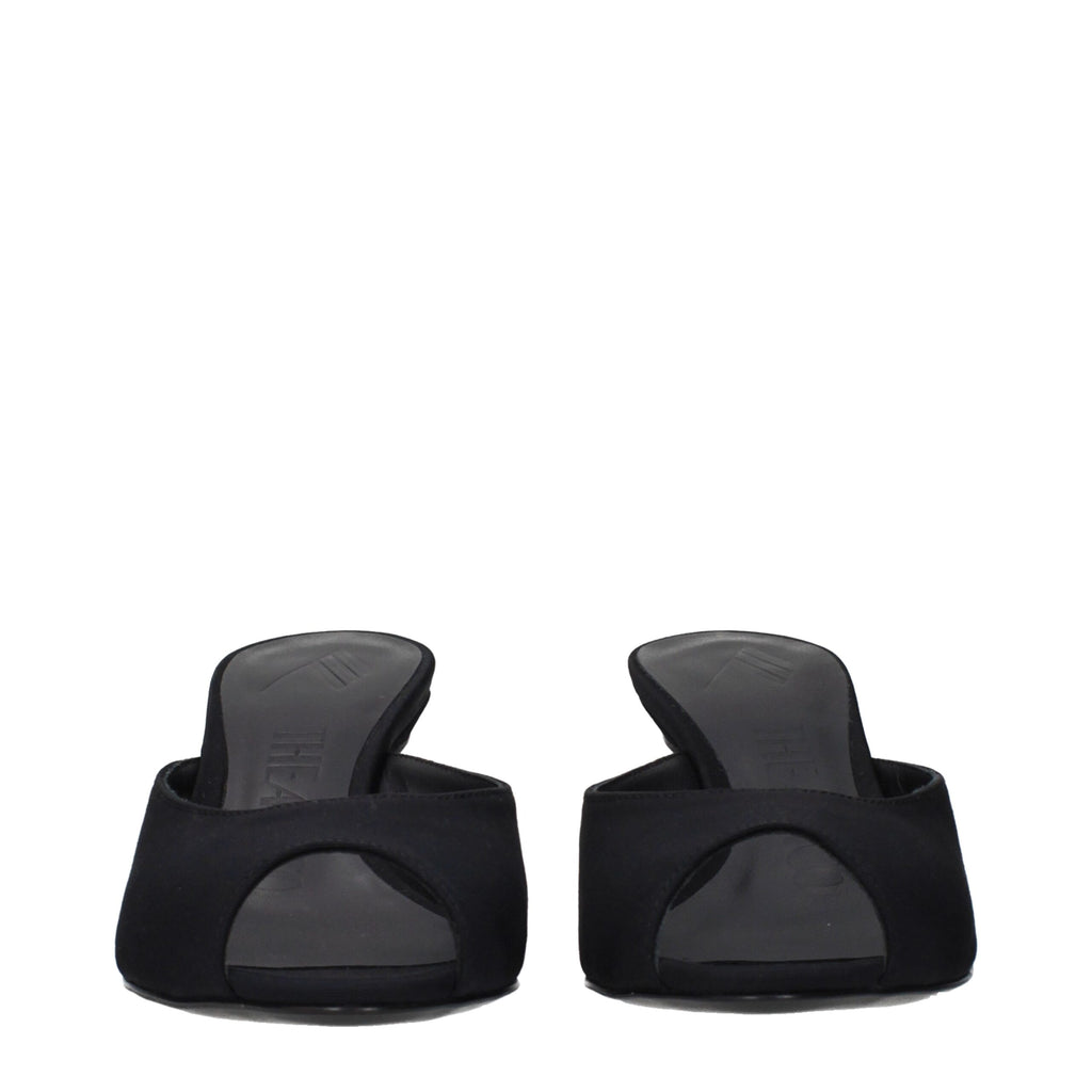 The Attico Black Fabric Flat Sandals