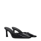 The Attico Black Leather Flat Sandals