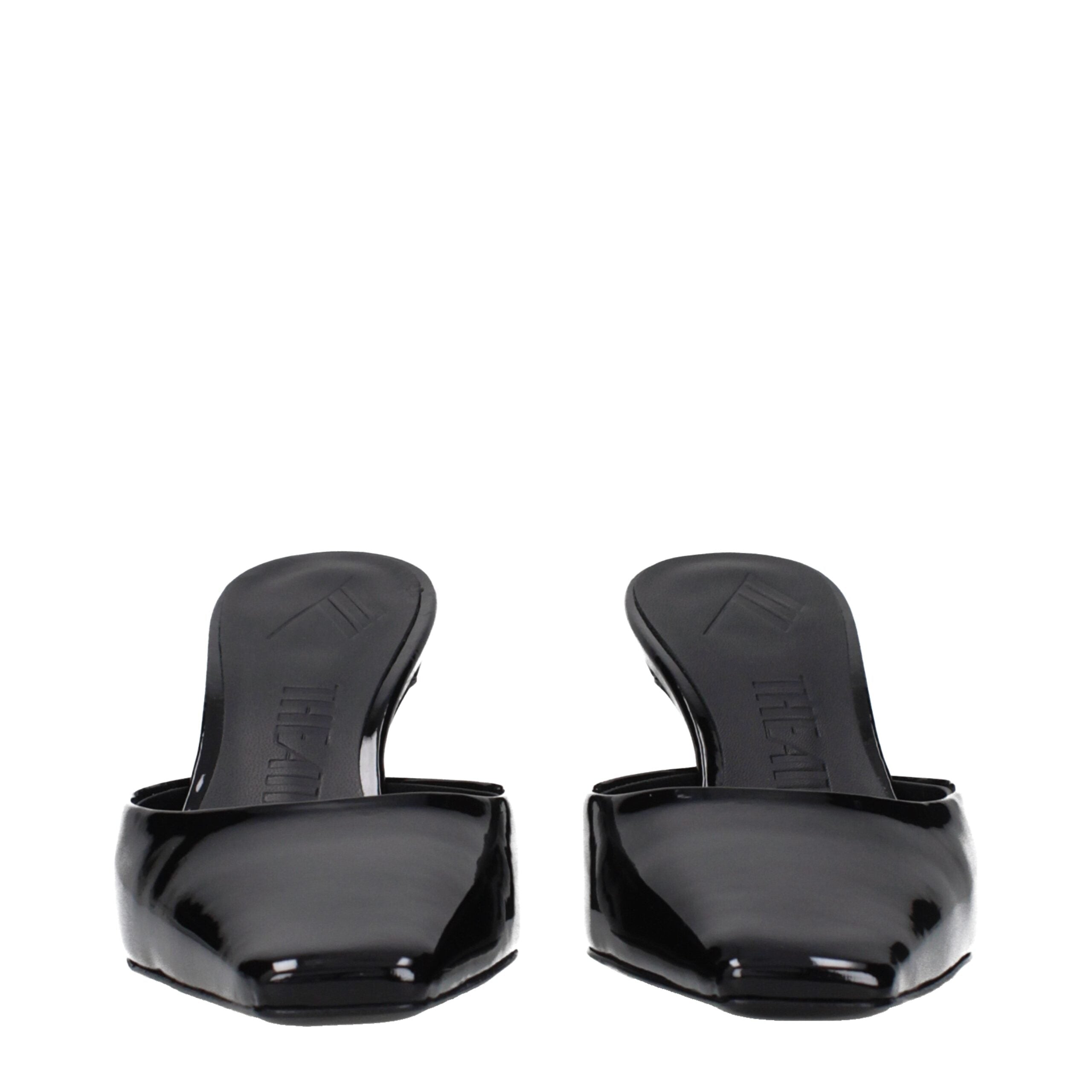 The Attico Black Leather Flat Sandals