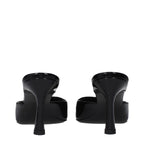 The Attico Black Leather Flat Sandals