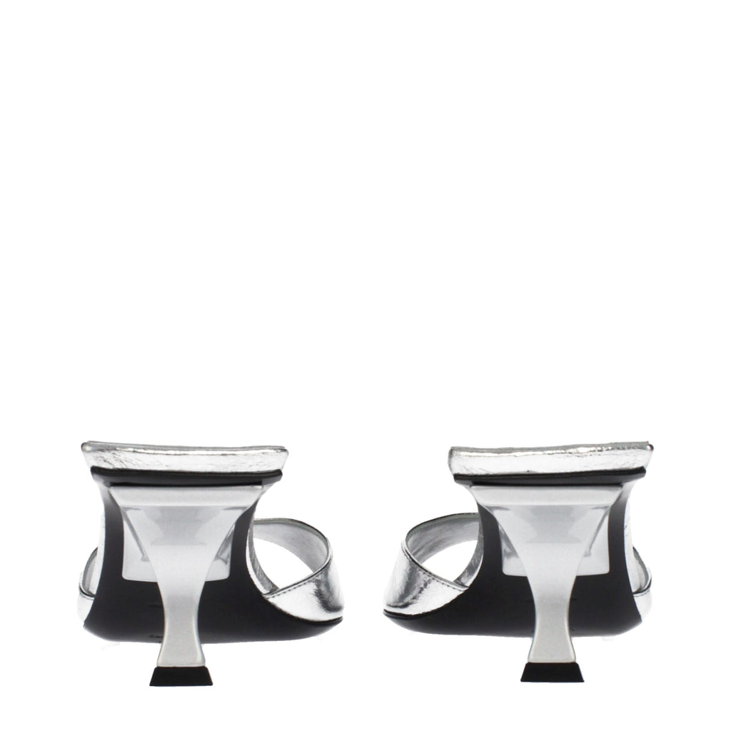 The Attico Gray Leather Flat Sandals