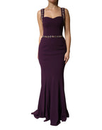 Dolce & Gabbana Violet Embellished Sheath Mermaid Gown Dress - DR81970-40