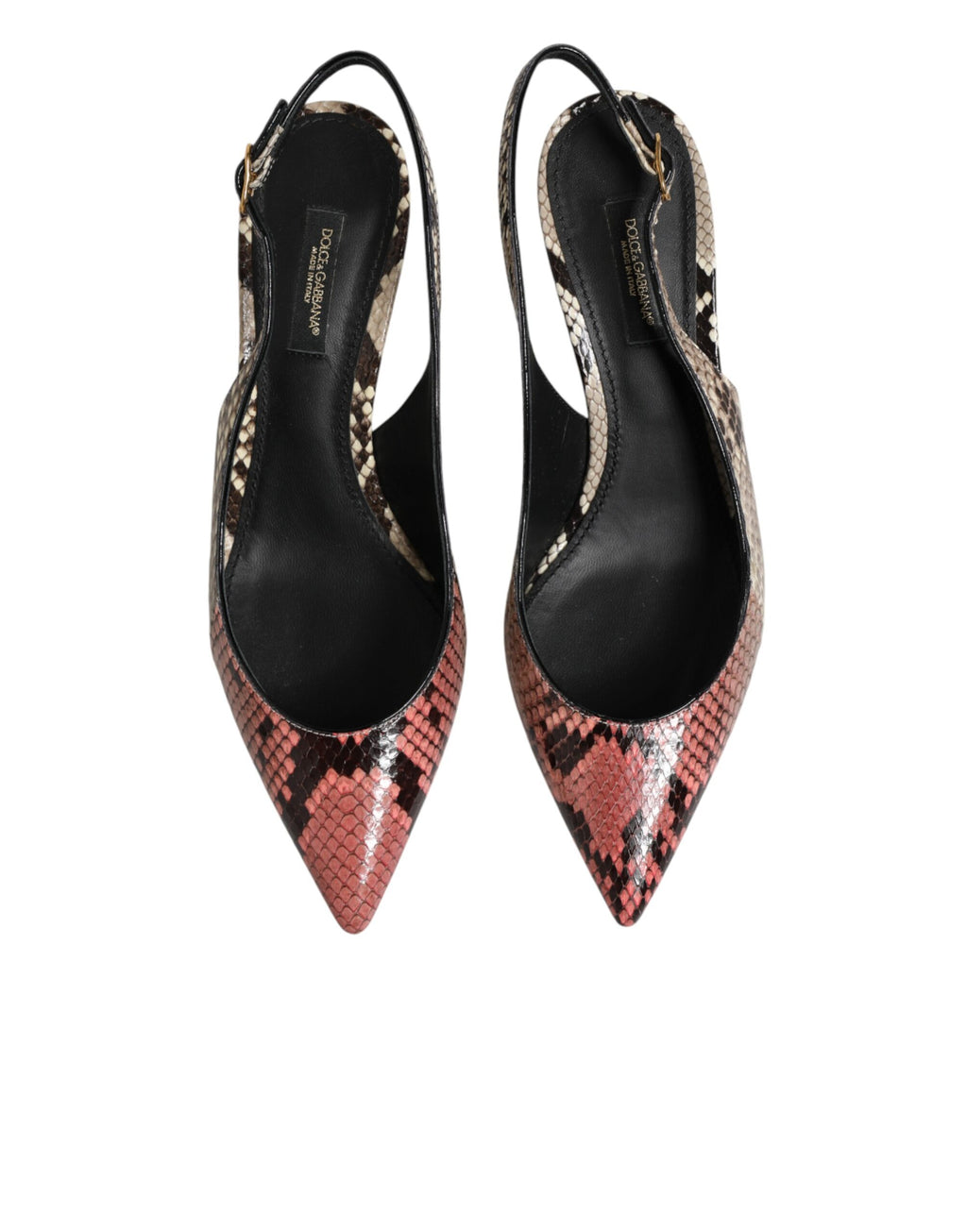 Dolce & Gabbana Multicolor Leather Heels Slingback Shoes