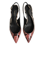 Dolce & Gabbana Multicolor Leather Heels Slingback Shoes