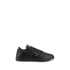 Prada Black Calf Leather Bos Taurus Low Top Sneakers