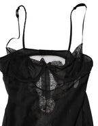 Dolce & Gabbana Black Silk Floral Lace Chemise Lingerie Top