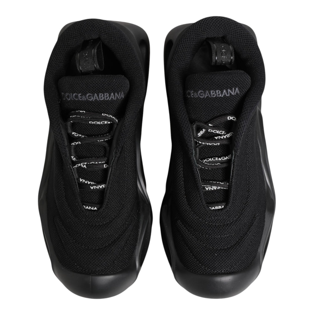 Dolce & Gabbana Black Slip On Low Top Wave Sneakers Shoes
