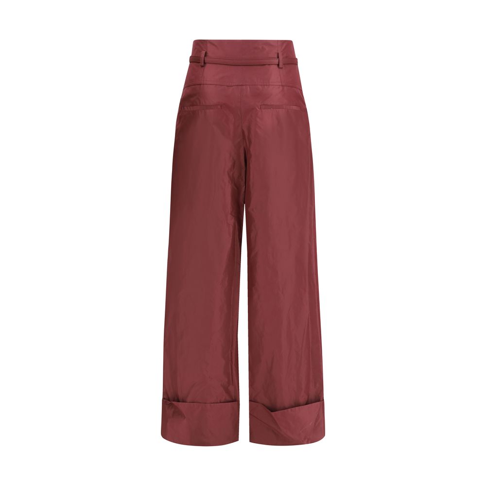 Fendi Bordeaux Silk Dress Pants