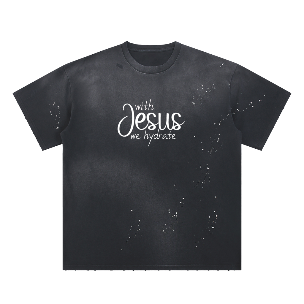 Hand-Frayed Sunfade Paint Splatter T-Shirt