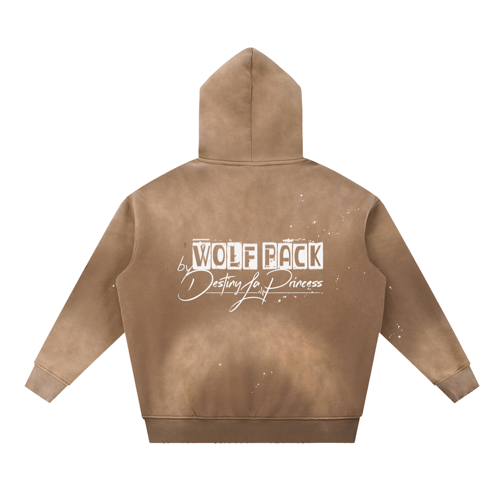 Vintage Washed Frayed Fleece Hoodie