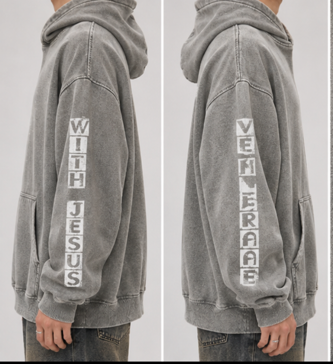 Snow Washed Loose Cotton Hoodie