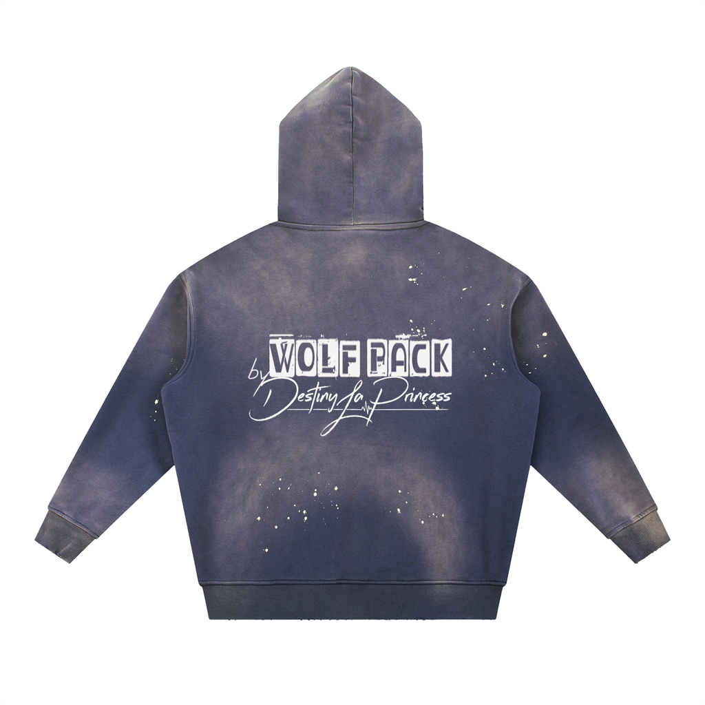 Vintage Washed Frayed Fleece Hoodie